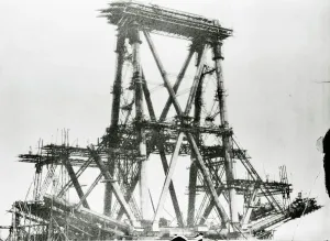 Forth-Brücke Drucke: Brücke über den Forth während der Bauzeit um 1883
