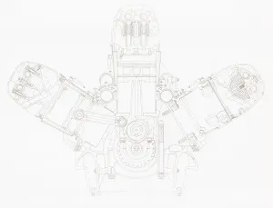 Mechanical Engineering Drawings Drucke: Lion VIID engine, engineering drawing