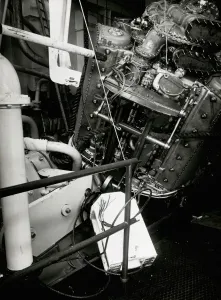 Prototyp-Dampfmaschine nach dem Versagen des Seilhebes