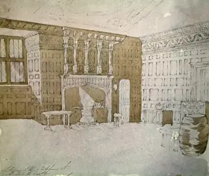 Historic Castles In Wales Drucke: Interior of the kitchen at St Donats Castle