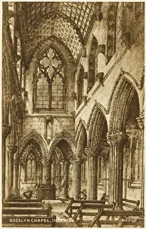 Drucke von Das Innere der Rosslynskapelle in Roslin im schottischen Midlothian Midlothian Drucke: Das Innere des Roslin-Kapitels