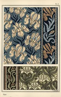 Eugene Grasset Drucke: Die Iris in Mustern für Stoffe und Steine