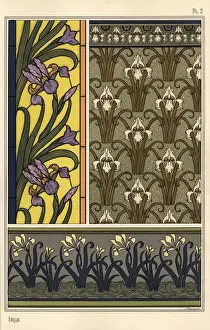 Eugene Grasset Drucke: Die Iris in verschiedenen Mustern für Stabilmalerei