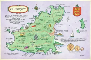 Drucke von Karte von M.F.Peck - Guernsey Aquarellbilder Drucke: Karte - Guernsey
