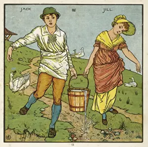 Nursery Rhyme Art Prints Drucke: Jack and Jill / Crane