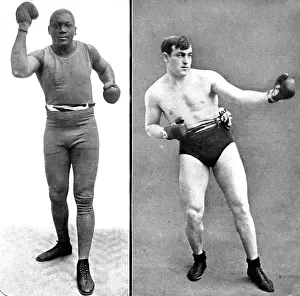 Jack Johnson und Tommy Burns, 1908