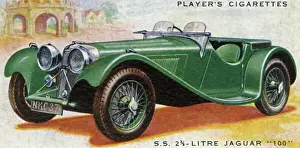 Drucke von Ein früher Mitglied der berühmten Sportfamilie Großbritanniens ist dies - die S.S. 2,5 Liter Jaguar E-Type im Wert von fast einem Tausend Pfund. Datum: 1937 Jaguar Drucke: Jaguar 100