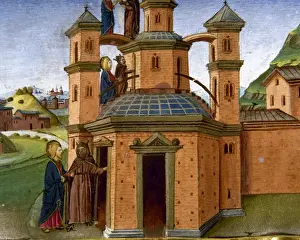 Jesu und der Teufel auf dem Gipfel des Tempels, Codex von