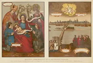 16th Century Art Drucke: Joan of Arc on Banner