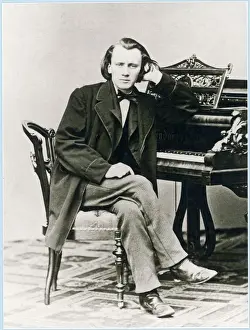 Drucke von Hans Christian Andersen ist dänischer Schriftsteller und Dichter Musik Drucke: Johannes Brahms, deutscher Komponist