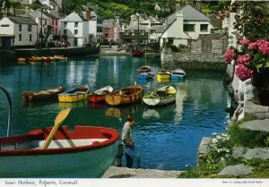 Innen Hafen von Polperro in Kornwall um die Jahrzehnte 60