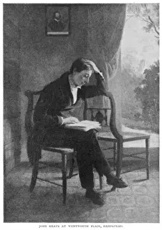 Drucke von John Keats Englischer Dichter liest ein Buch in der Gegend von Wentworth Place, Hampstead Verwandte Bilder Drucke: Johann Wolfgang von Goethe