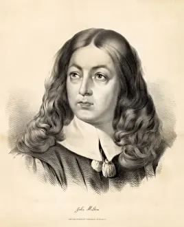 Drucke von Porträt von John Milton, Datum: um die Jahrhundertmitte des 19.Jahrhunderts John Milton Drucke: Johann Miltons