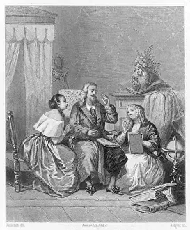 Drucke von John Milton zeichnete sich selbst darstellend, während er das Paradies verloren hat zu seinen Töchtern John Milton Drucke: Johann Wolfgang von Goethe schreibt