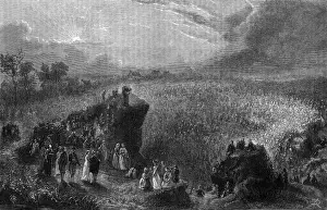 Drucke von Henrietta Schüssler Wesley Englischer Religionsführer und Gründer der Methodeismus : Predigt am Gwennap-Pit in Kornwall zu einer großen Konzession Datum: 1703-1791 Gwennap Drucke: Johannes Wesley / Predigt