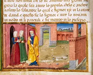Turin Royal Library Collection Drucke: Joseph goes to Bethlehem for the census. Codex of Predis (14