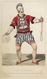 Drucke von JOSEPH GRIMALDI 1778 - 1837 Als Clown in der Pantomime von Mutter Goose. Herr, ich werde Sie nur mit einer Zeile belästigen Verwandte Bilder Drucke: Joseph Grimaldi Clown
