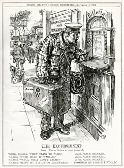 World War One Cartoons Drucke: Kaiser as Excursionist 1914