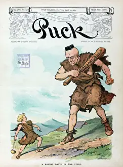 Puck Magazine Cartoons Drucke: A Kansas David in the field