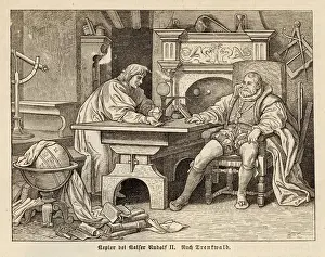 Drucke von Johannes Kepler deutscher Astronom unter Kaiser Rudolf II K Drucke: Johannes Kepler mit Rudolf II