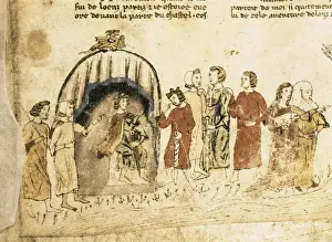 König Artus Drucke: König Arthur und sein Hof. Illustration von.