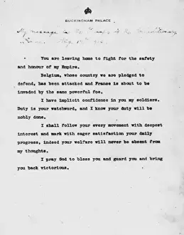 WW1 British Troops Drucke: King George Vs message to troops