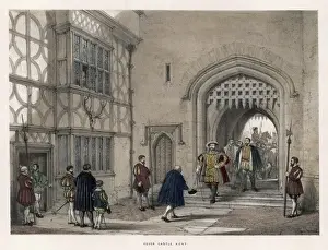 Drucke von HENRI EIGHT arrivezt bei Hever Schloss Kent die Familie von seiner Geliebten Anna Boelyn um Circa 1530 England Drucke: König Heinrich der VIII bei Hever
