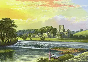 Drucke von Blick auf die Ruinen von Kirkstall Abbey (Zisterzienserinnenkloster), nahe zu Leeds in West-Jorkshire. Datum: 1882 Viktorianische Architektur Drucke: Kirchstatt Kloster, nahe Leeds, Westjordanland