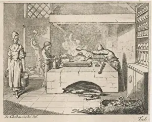 Kitchen Scene From The Past Drucke: Kitchen Scene C1760