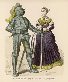 Medieval Art Prints Drucke: Knight and lady