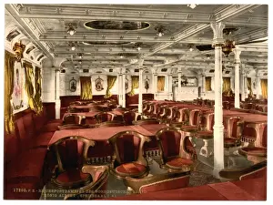 Coloured Photochrom Photographs Drucke: Konig Albert, dining room, first class, North German Lloyd