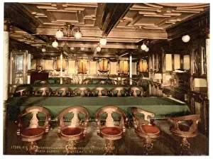 Old Coloured Photochrom Prints Drucke: Konig Albert, dining room, second class, North German Lloyd