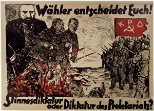 Drucke von Deutsche Kommunistische Partei (DKP)-Plakate zeigten die deutschen Kommunisten gegenüber den alten Imperialistenelementen, die in der Republik verankert waren Poster Drucke: KPD-Plakate/Mitte des Jahres 1920