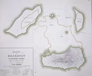 Drucke von Figur 1 aus Krakatau von R D M Verbeek zeigt die Gruppe der Inseln Karte Drucke: Krakataumap