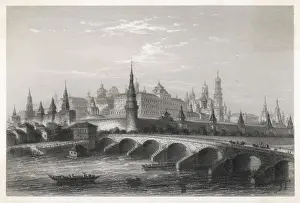 Russian Architecture Images Drucke: Kremlin River Moskva