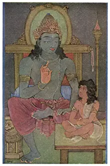 Ancient Indian Artwork Drucke: Krishna and Arjuna