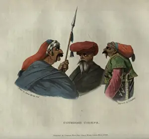 Men In Traditional Attire Drucke: Three Kurdish chiefs talking