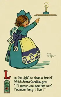 Early 20th Century Adverts Drucke: L is the Light so clear & bright