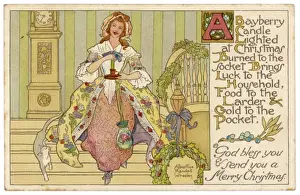 Christmas Candle Drucke: Lady and Candle