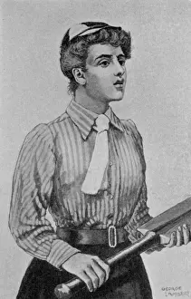 Antique Cricket Illustrations Drucke: A lady cricketer