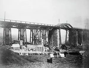 Brunel Drucke: Bau des Landore Viadukts in der Nähe von Swansea im Südwalien