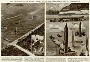World War 2 History Drucke: Launching of V2 rocket bombs by G. H. Davis
