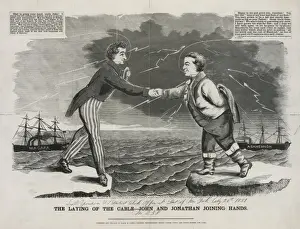 Atlantic Telegraph Cable Drucke: The laying of the cable---John and Jonathan joining hands
