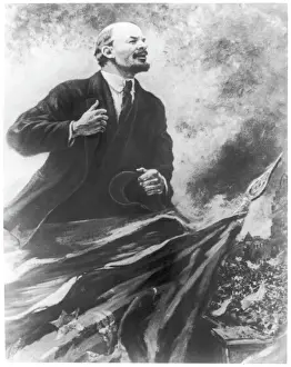 Russische Staatsoberhäupter Drucke: Lenin hält einen Reden