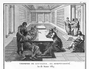 Drucke von Die Bibliothek des Lukullus, General und Staatsmann, bekannt für seinen luxuriösen Lebensstil Klassische Architektur Drucke: Die Bibliothek des Lucullus