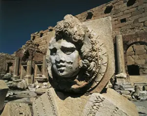 Bildhauerei Drucke: Libya, Tripoli, Leptis Magna, Forum des Septimius