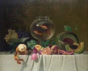 Vintage Still Life Drucke: Still life with fish