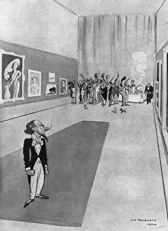 H M Bateman Cartoons Drucke: Light Refreshments, the Private View by H. M. Bateman