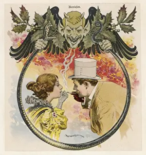 Vintage Smoking Culture Drucke: She Lights Him