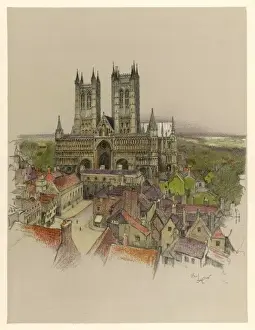 Lincolnshire Drucke: Liniencathedral 1924